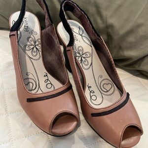 Kenzie Tan Peep Toe Slingback Heels